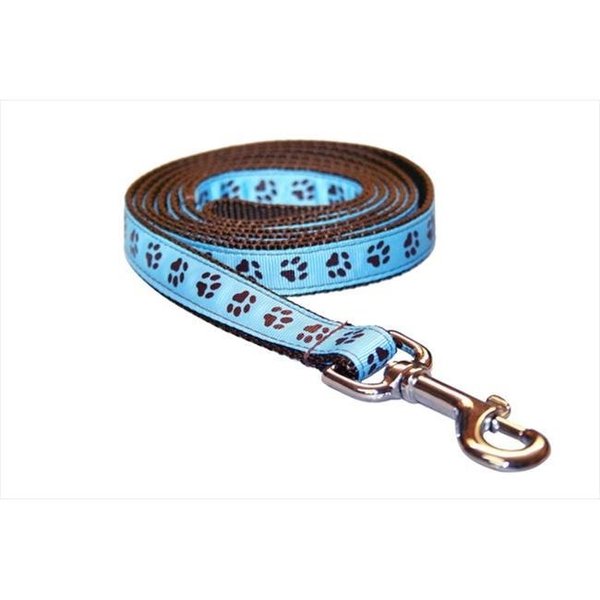 Fly Free Zone,Inc. PUPPY PAWS-BLUE-CHOC.2-L 4 ft. Puppy Paws Dog Leash; Blue & Brown - Small FL17676